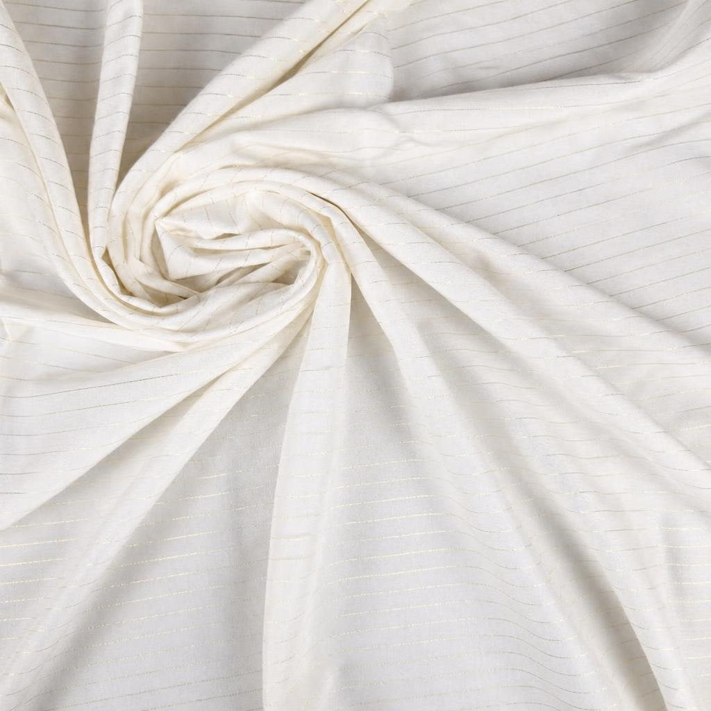 DORIA - Viscose javanaise rayée lurex doré - Nuances de blanc 3