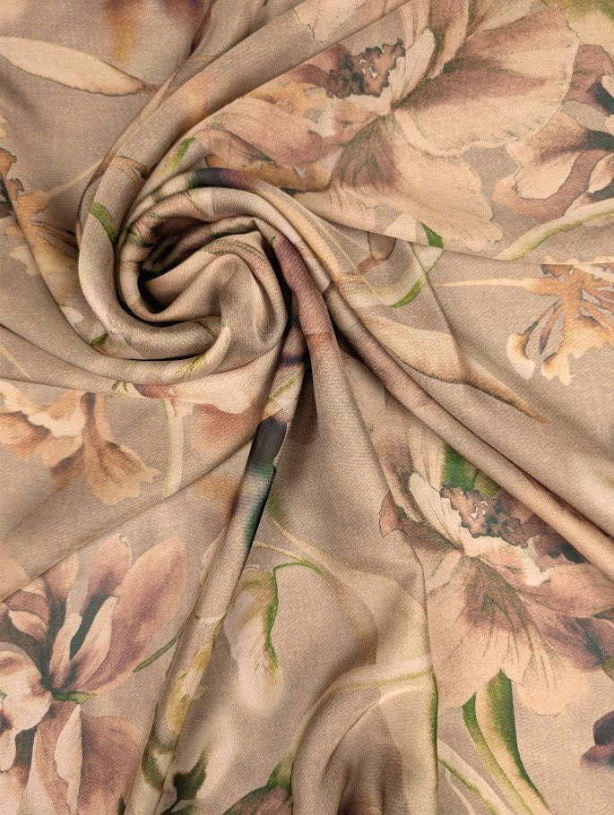 Mousseline polyester motif floral romantique 1