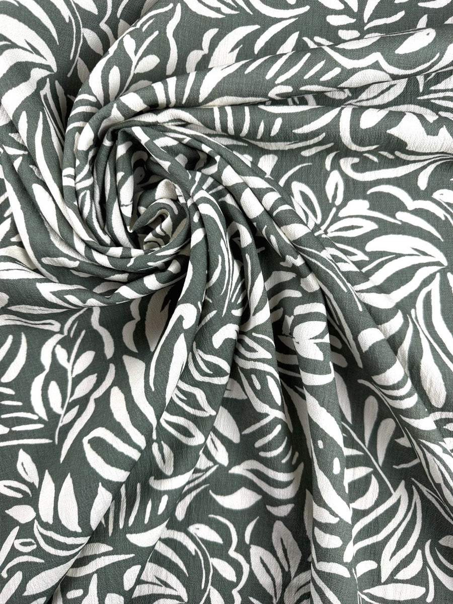 Viscose texturée - feuillage kaki 4