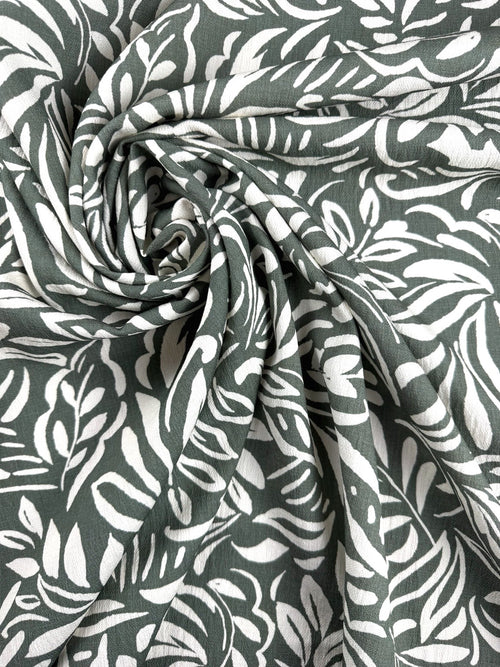 Crêpe viscose-polyamide feuillage - Imprimé vert 1