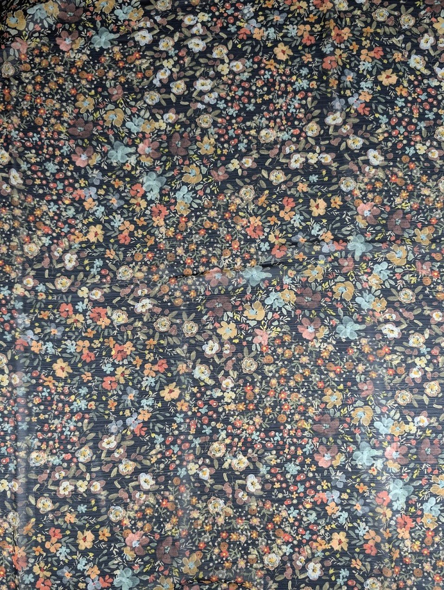 Voile polyester plissé motif floral 4