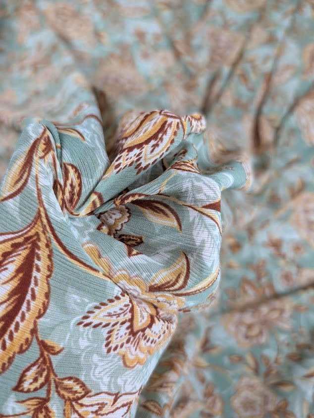 Voile de polyester, motif fleuri bohème bleu 3