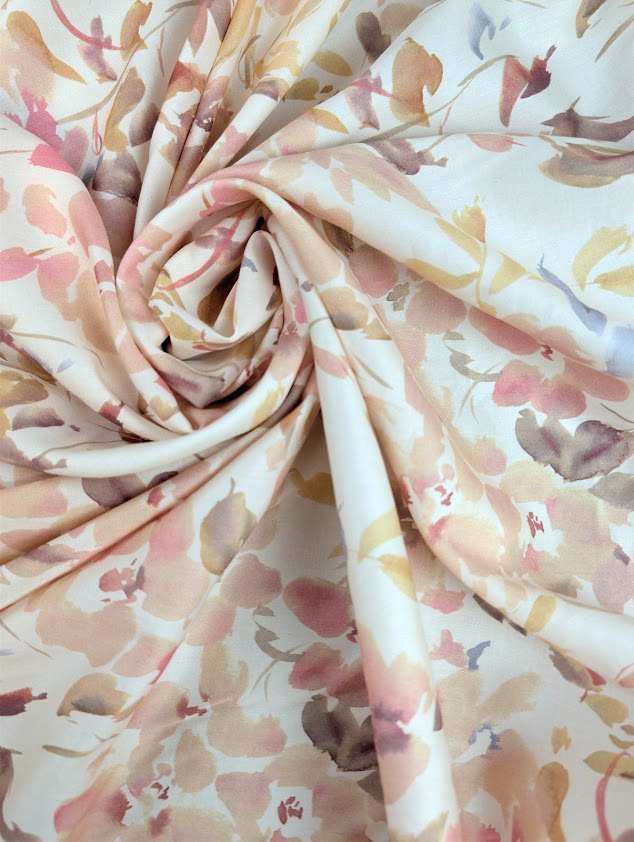 Sergé de coton motif fleuri romantique 1