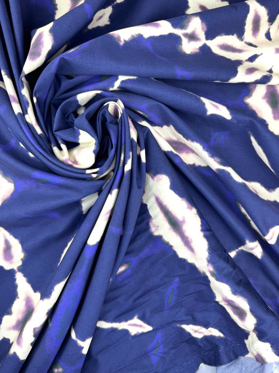 Popeline coton graphique bleue 1