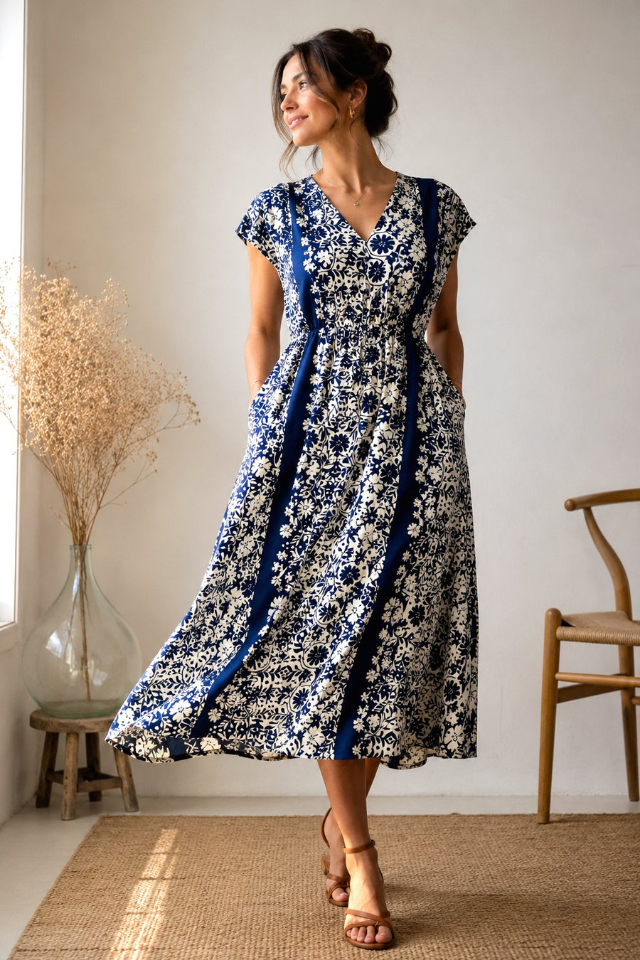 Toile viscose Ecovero florale - Imprimé bleu 2