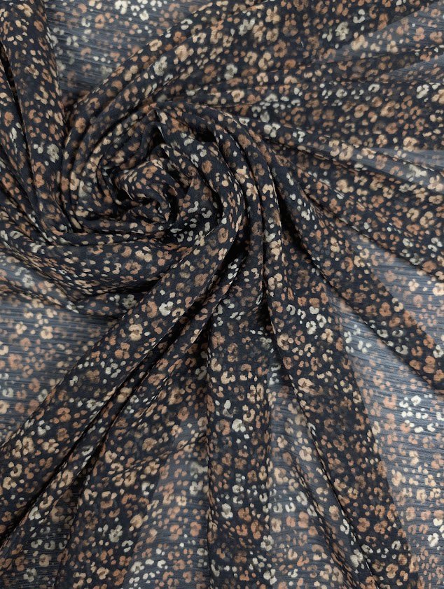 Voile de polyester plissé, motif animalier abstrait 1
