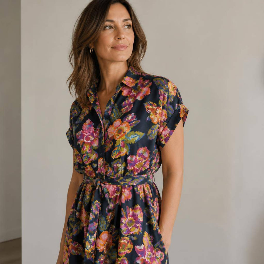 Twill viscose satiné motif fleuri multicolore 2