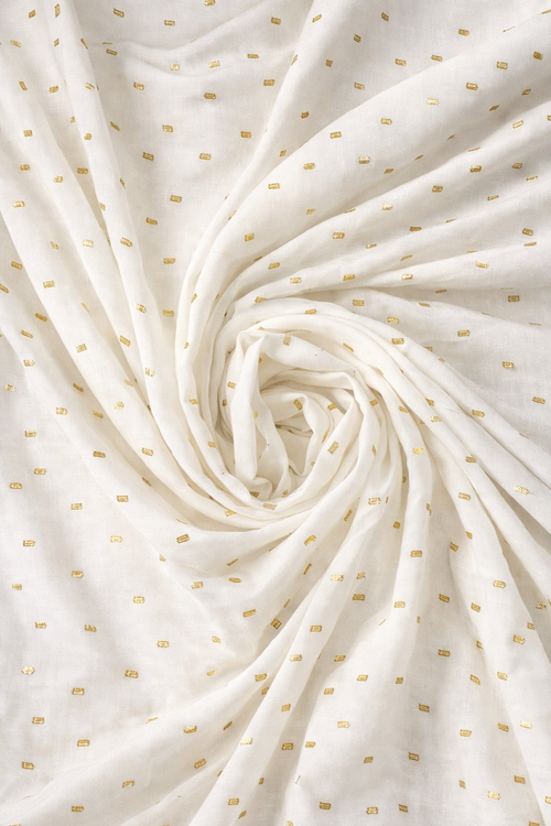 AURÉA - Batiste de viscose plumetis doré - Nuances de blanc 1