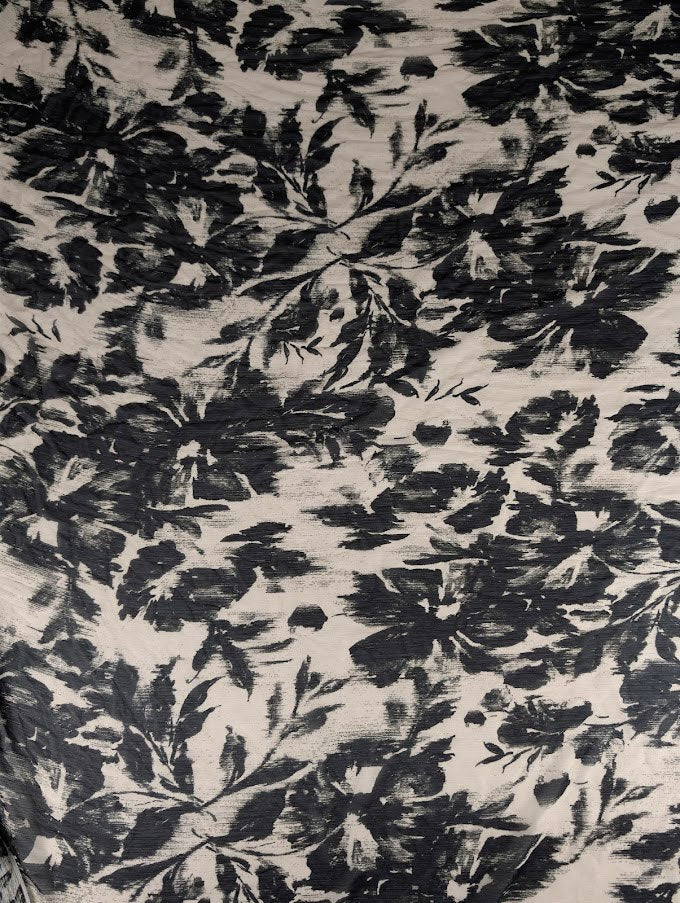 Romantic floral patterned pleated polyester voile 4