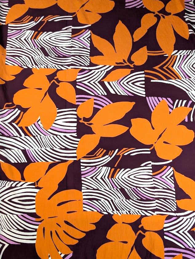 Viscose effet froissé motif tropical orange 4