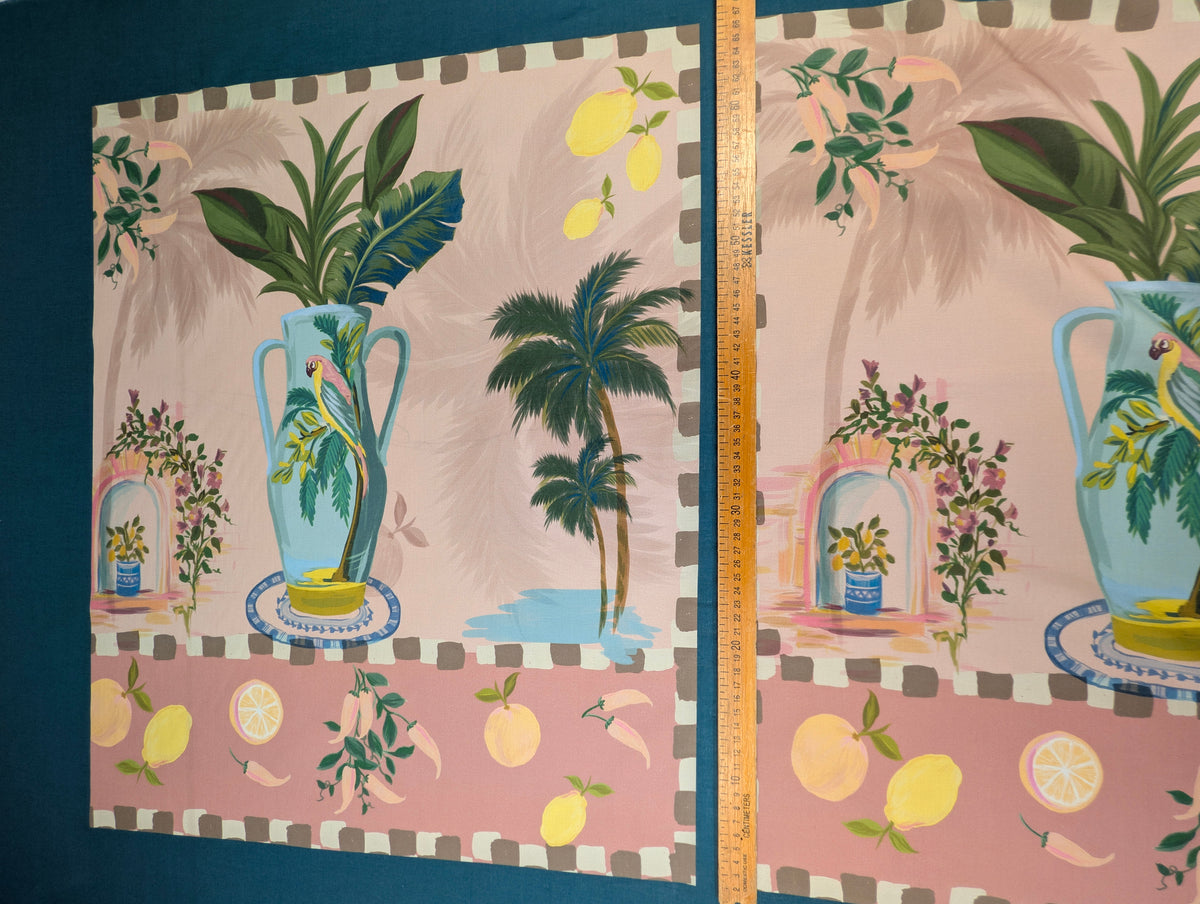 Voile de coton, scènes tropicales roses et bleues 5 [blankastock:9224179c-09ac-4356-b2ab-f155c843d231]