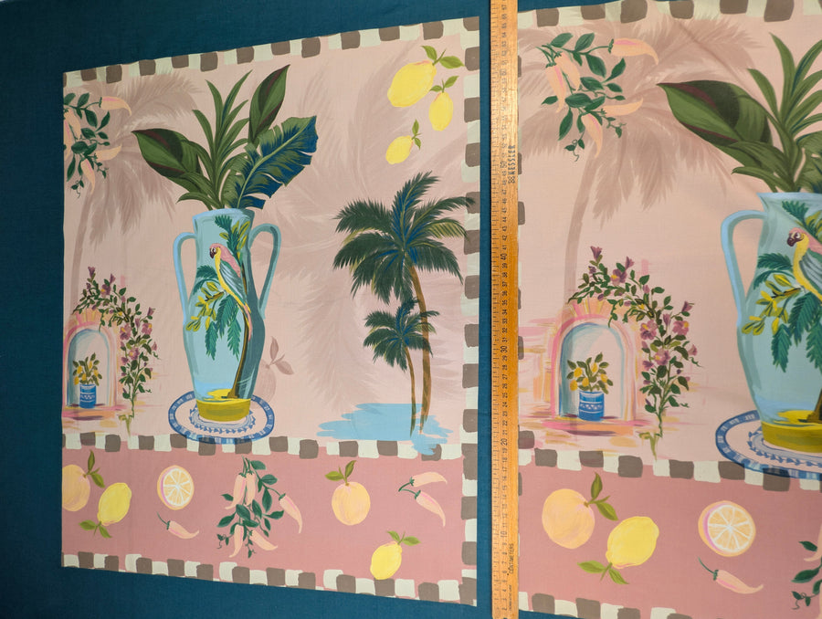 Voile de coton, scènes tropicales roses et bleues 5 [blankastock:9224179c-09ac-4356-b2ab-f155c843d231]