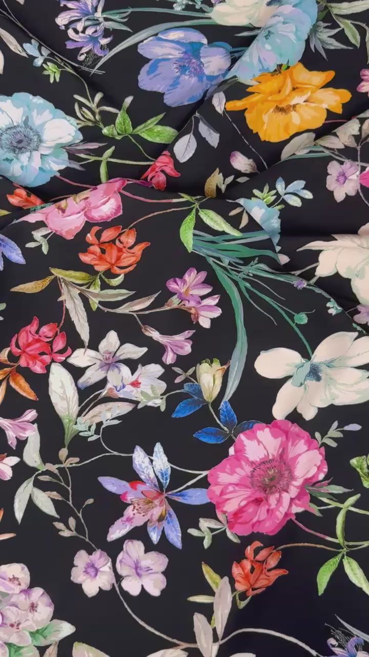 Toile viscose florale - Imprimé multicolore video 5